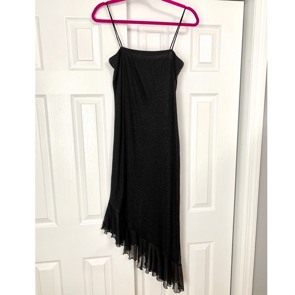 Black ruffled dress with slight shimmer